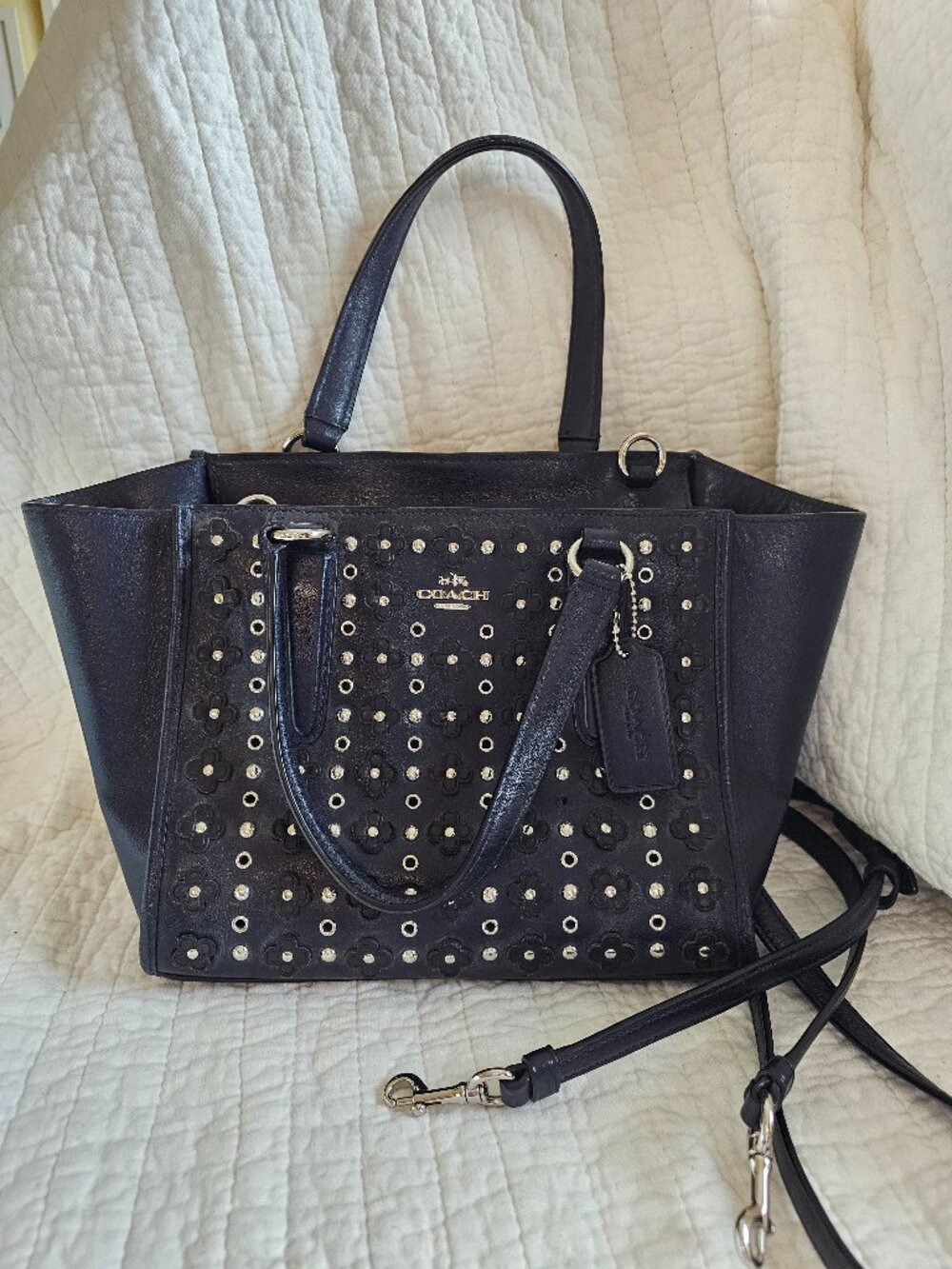 Coach Navy Mini Crossbody Carry-All Satchel